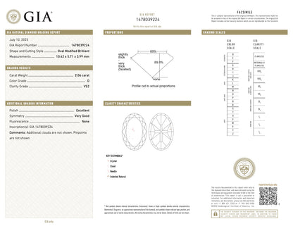 2.06 Carat Oval Platinum Diamond Cross Ring (D/VS2) (8607514362158)