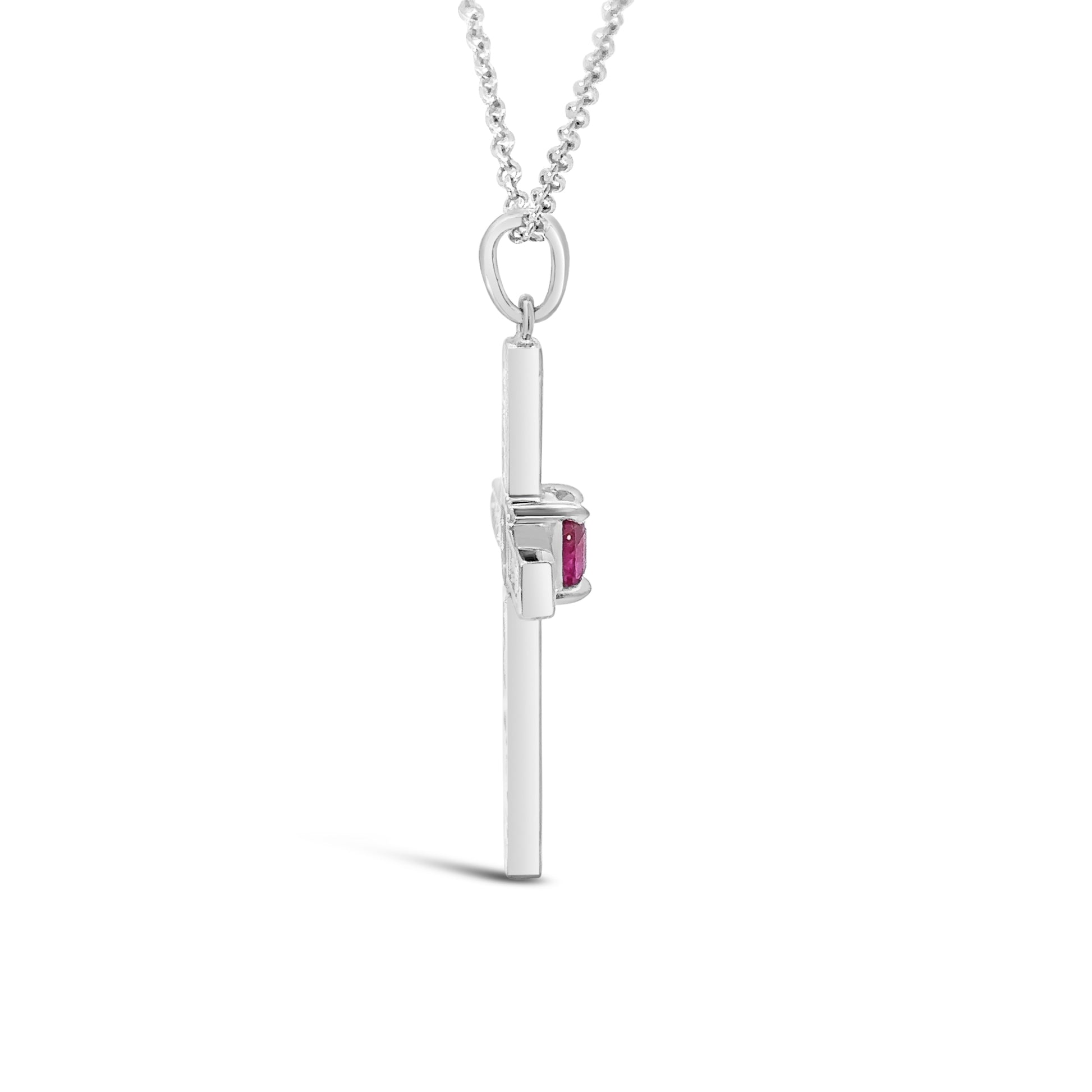 Pigeon Blood Ruby and Diamond Pendant Cross - Small (9191378026798)