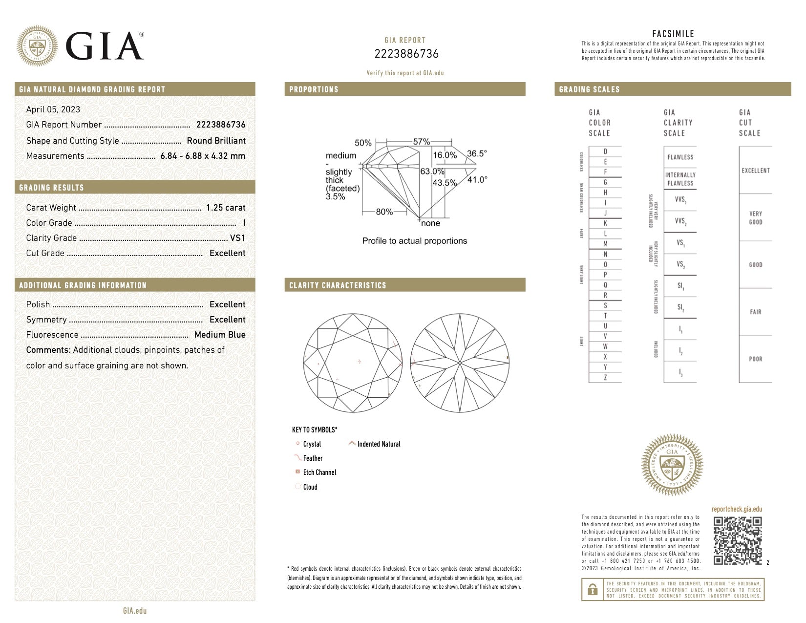 1.25 Carat Round Brilliant Diamond Platinum Ring (I/VS1) (8617355968814)