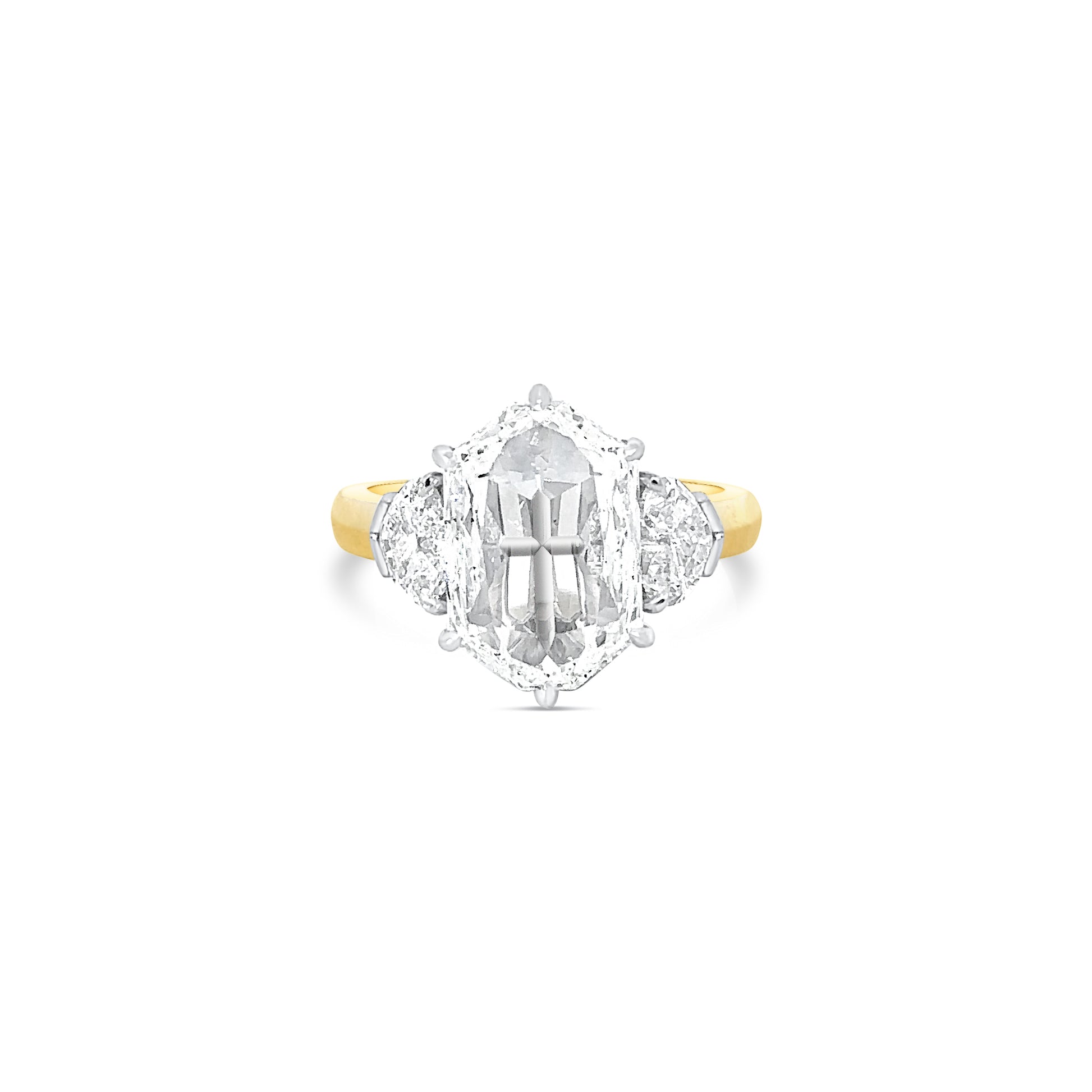 4.74 Carat Gold and Platinum Hexagonal Diamond Ring (8762776256814)