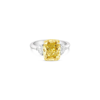 5.03 Carat Cushion Fancy Deep Yellow Platinum and Yellow Gold Diamond Ring (9224413872430)