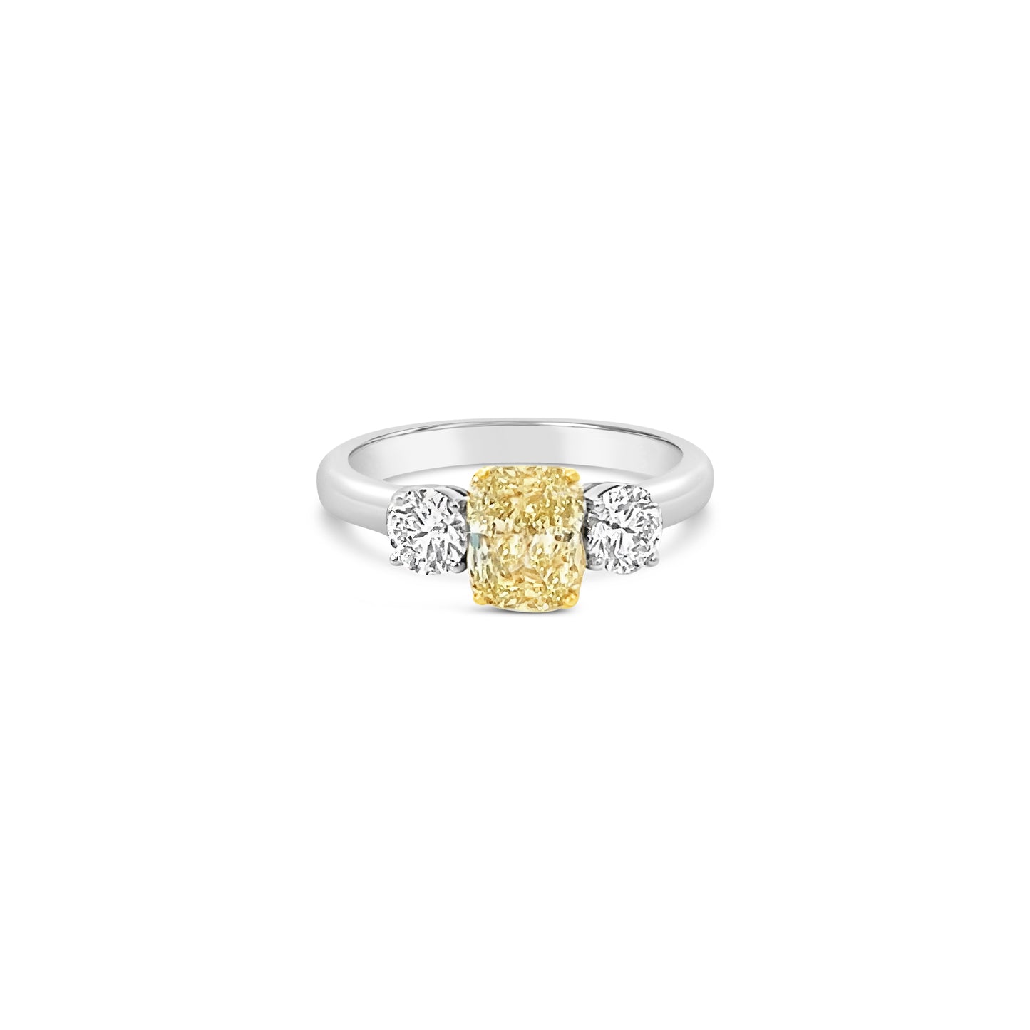 1.54 Carat Cushion Fancy Brown Green Yellow Platinum Diamond Ring (9224058863918)