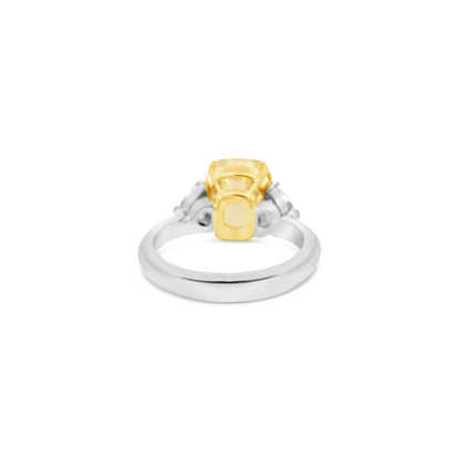 5.03 Carat Cushion Fancy Deep Yellow Platinum and Yellow Gold Diamond Ring (9224413872430)