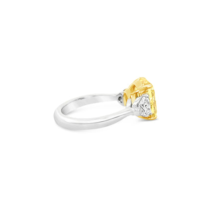 5.03 Carat Cushion Fancy Deep Yellow Platinum and Yellow Gold Diamond Ring (9224413872430)