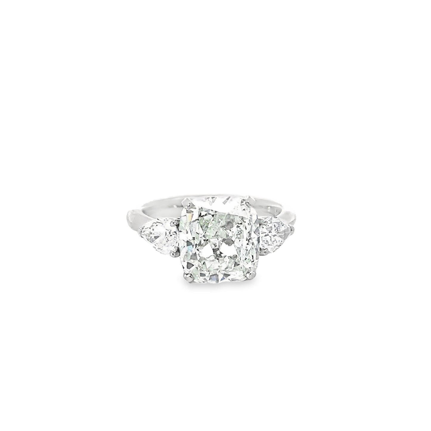 5.02 Faint Green Cushion Platinum Diamond Ring (9224359051566)