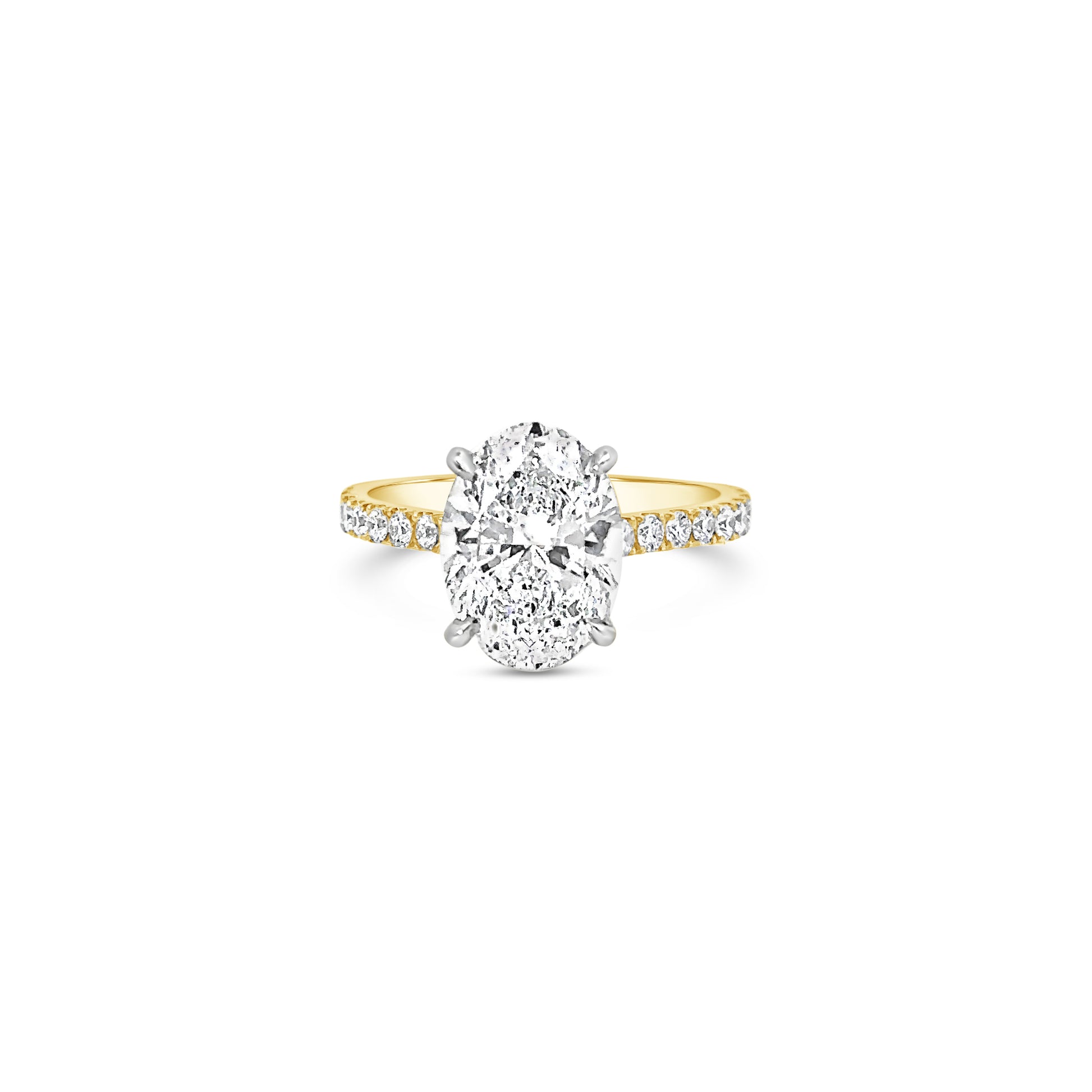 Oval Platinum and Yellow Gold Diamond Ring (9317048156462)