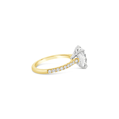 Oval Platinum and Yellow Gold Diamond Ring (9317048156462)