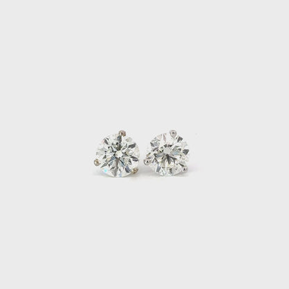 3.06 Carat Round Diamond Studs